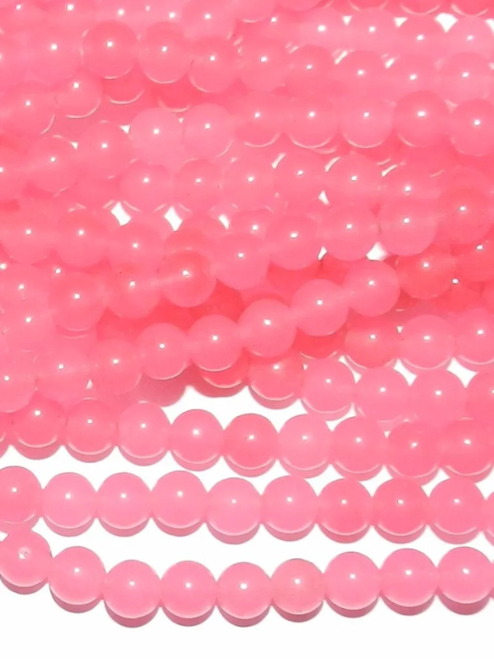 GR1254 Bright Pink Malay Jade 6mm Round Quartz Gemstone Beads 15